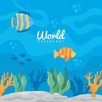 world oceans day lettering vector