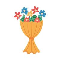 spring flowers bucket gift vector