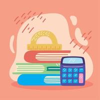 books and calculator doodle vector