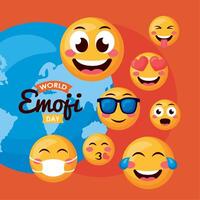 world emoji day card vector