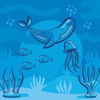 sea life undersea scene vector