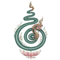 Naga Hand drawn of Thai art in Religious Buddhism with Green png