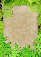 Old paper background with green leaves photo