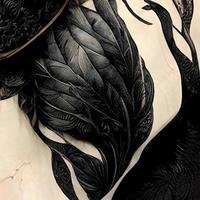 tatuaje maorí en pergamino, arte lineal, arte de tinta, tinta negra, líneas limpias, ilustración foto
