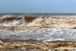 Storm on the Mediterranean Sea in northern Israel. photo