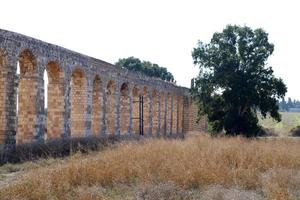 Acre Israel November 14, 2019. The Kabri-Akko aqueduct is a preserved part of a single-tiered stone aqueduct. photo