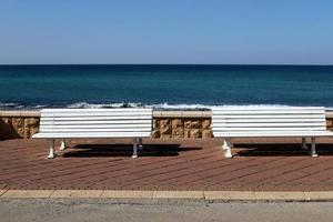 Bench for rest in the city park. photo