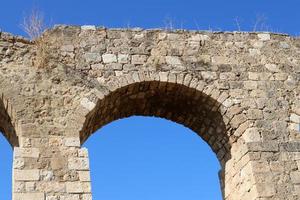 Acre Israel November 14, 2019. The Kabri-Akko aqueduct is a preserved part of a single-tiered stone aqueduct. photo