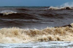 Storm on the Mediterranean Sea in northern Israel. photo