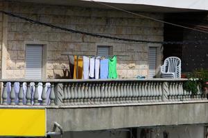 Haifa Israel June 15, 2020. Large balcony on the facade of a residential building. photo