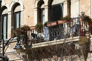 Haifa Israel June 15, 2020. Large balcony on the facade of a residential building. photo