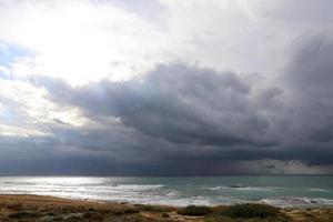 Clouds in the sky over the Mediterranean Sea. photo