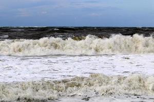 Storm on the Mediterranean Sea in northern Israel. photo