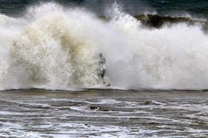 Storm on the Mediterranean Sea in northern Israel. photo