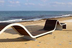 Bench for rest in the city park. photo