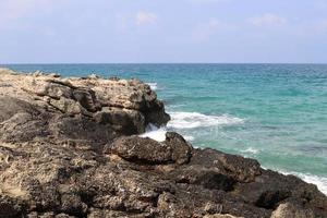Coast of the Mediterranean Sea in northern Israel. photo