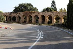 Acre Israel November 14, 2019. The Kabri-Akko aqueduct is a preserved part of a single-tiered stone aqueduct. photo