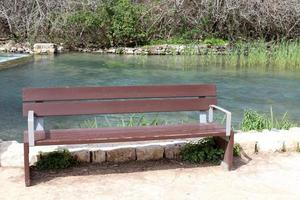 Bench for rest in the city park. photo