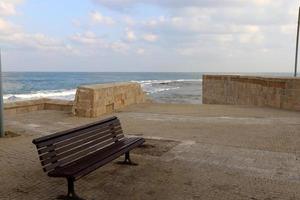 Bench for rest in the city park. photo