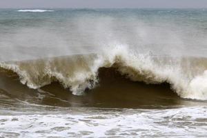 Storm on the Mediterranean Sea in northern Israel. photo