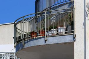 Haifa Israel June 15, 2020. Large balcony on the facade of a residential building. photo