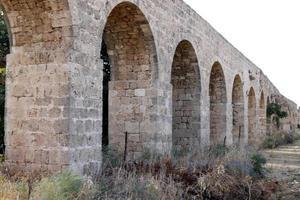 Acre Israel November 14, 2019. The Kabri-Akko aqueduct is a preserved part of a single-tiered stone aqueduct. photo