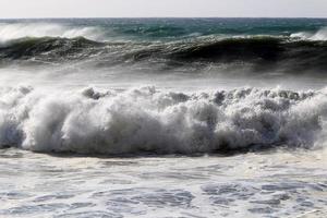 Storm on the Mediterranean Sea in northern Israel. photo