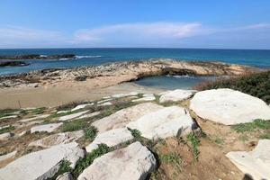 Coast of the Mediterranean Sea in northern Israel. photo