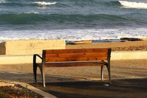 Bench for rest in the city park. photo