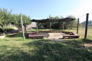 Bench for rest in the city park. photo
