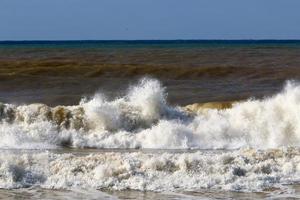 Storm on the Mediterranean Sea in northern Israel. photo