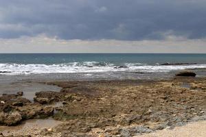 Coast of the Mediterranean Sea in northern Israel. photo