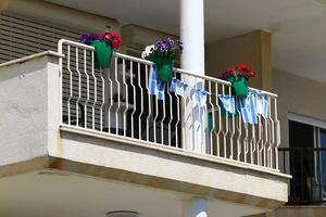 Haifa Israel June 15, 2020. Large balcony on the facade of a residential building. photo