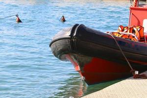 Acre Israel December 19, 2020. Berth for mooring boats and yachts in the seaport. photo