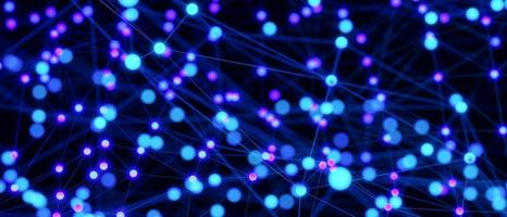 Abstract futuristic connecting dots and lines on dark blue background. Digital technology concept. Big data visualization. Digital dynamic wave of particles. 3D illustration. photo