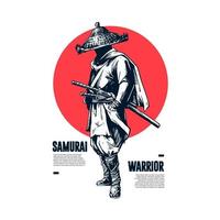 ilustraciones del guerrero samurai vector