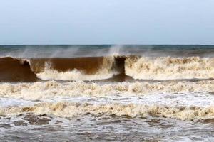 Storm on the Mediterranean Sea in northern Israel. photo