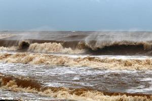 Storm on the Mediterranean Sea in northern Israel. photo