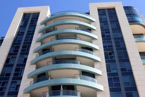 Haifa Israel June 15, 2020. Large balcony on the facade of a residential building. photo