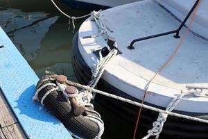 Acre Israel December 19, 2020. Berth for mooring boats and yachts in the seaport. photo