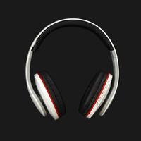 Bluetooth headphones on black photo