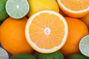 Mix of fresh citrus fruits photo