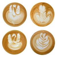 latte art heart shapes on white background photo