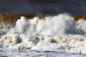 Storm on the Mediterranean Sea in northern Israel. photo