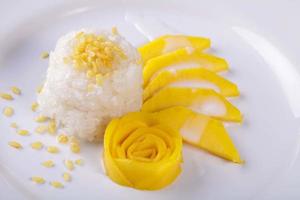 dessert sweet sticky rice with mango coconut milk photo