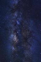 Starry night sky, Milky way galaxy with stars and space dust in the universe, Long exposure photograph, with grain. photo