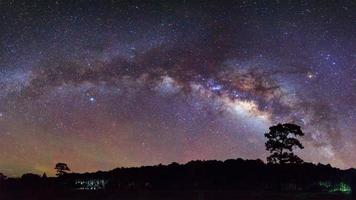 Panorama beautiful milky way on a night sky. Long exposure photograph.With grain photo