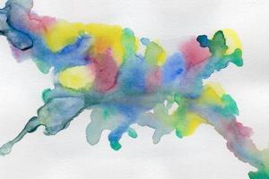 Abstract watercolor on white background.The color splashing on the paper.It is a hand drawn. photo