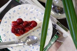 Blueberry tart on top view photo