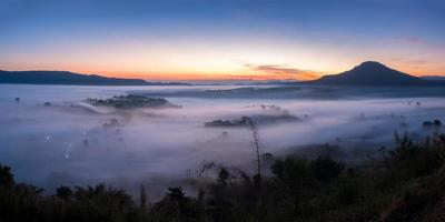 Panorama Landscape fog in morning sunrise at Khao Takhian Ngo View Point at Khao-kho Phetchabun,Thailand photo